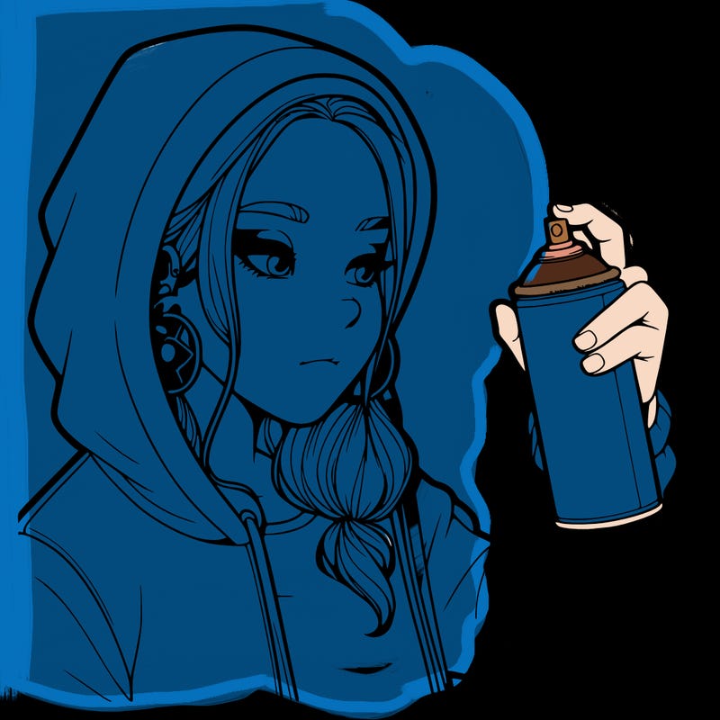 a realistic girl, spray painting