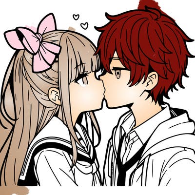 anime girl kissing anime boy