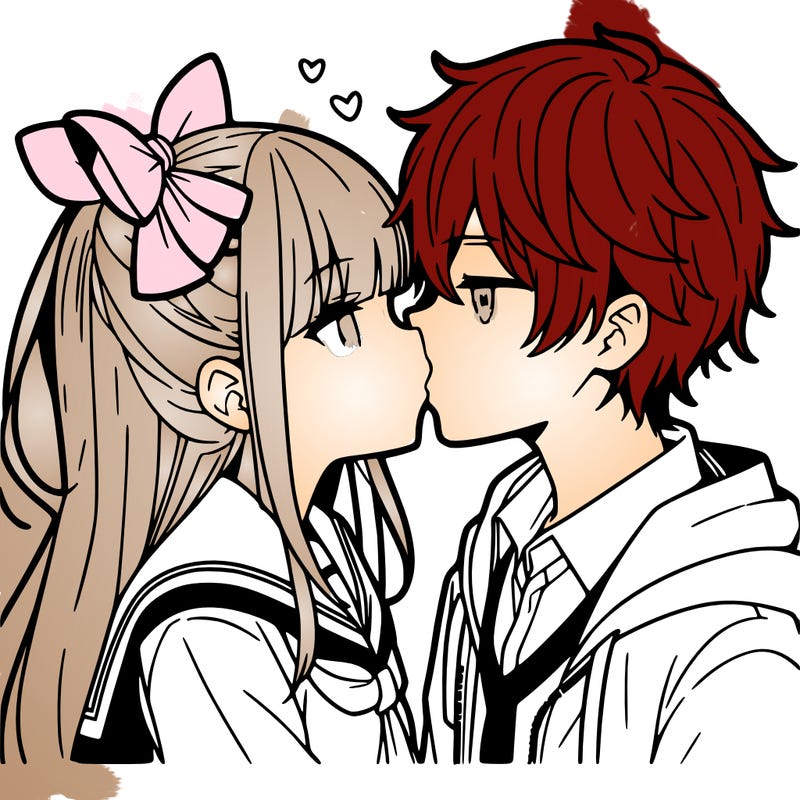 anime girl kissing anime boy