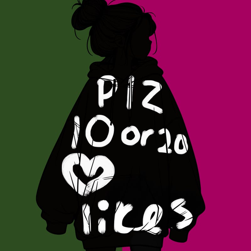 realistic girl with a oversized sweatshirt on and a bun