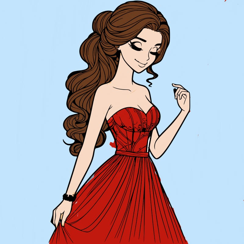 a realistic woman wearing an elegant dress