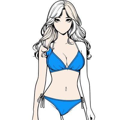 realistic girl with a revealing swimsuit