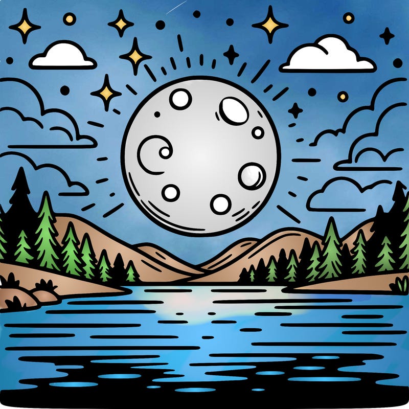 moonlight shining on a lake