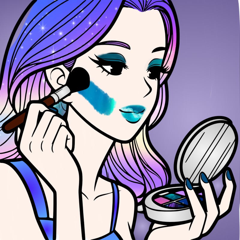 little girl putting on makeup