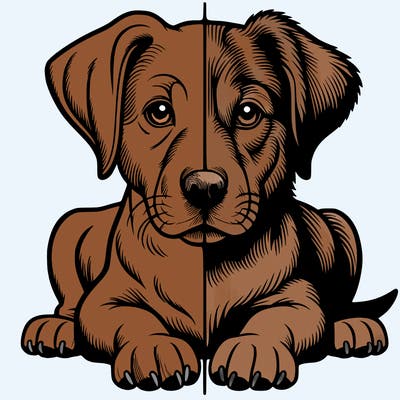 realistic dog split picture