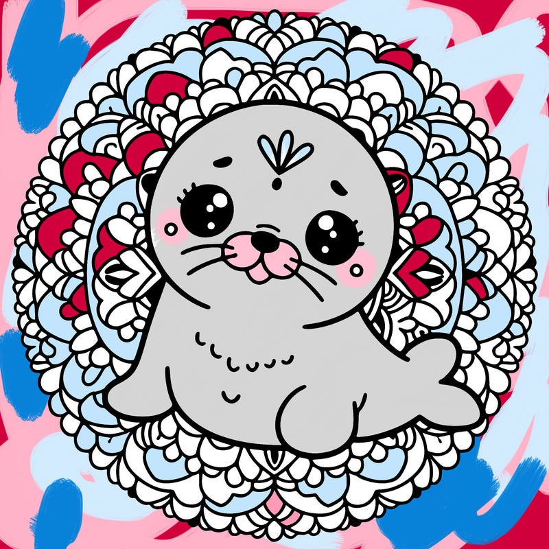 a cute baby seal mandala