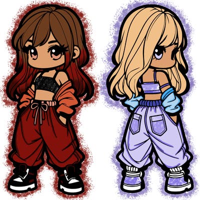 girl in crop top and baggy pants