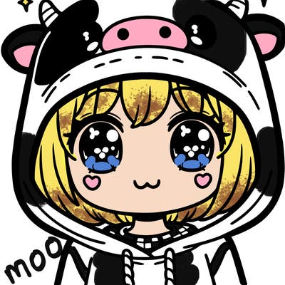 kawaii girl with cow hoodie
