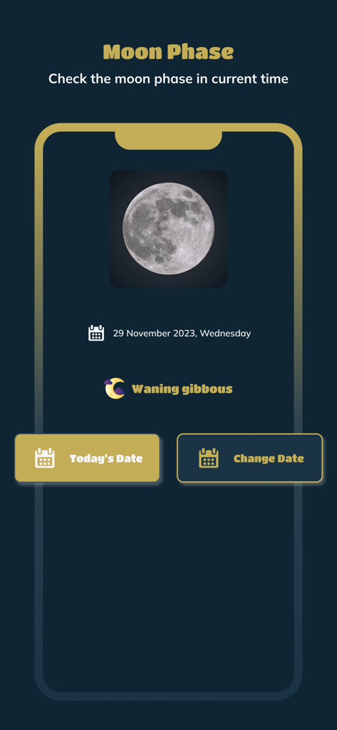 Skyview : Explore Universe - Skyview app moon phase screen displaying a waning gibbous moon