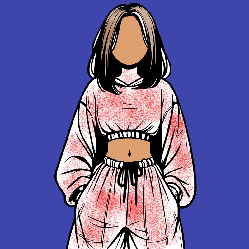 realistic girl faceless with baggy pants and a crop top