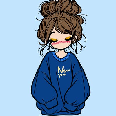girl with baggy sweatshirt and messy bun