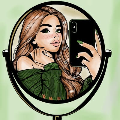 realistic girl taking mirror selfie beautiful