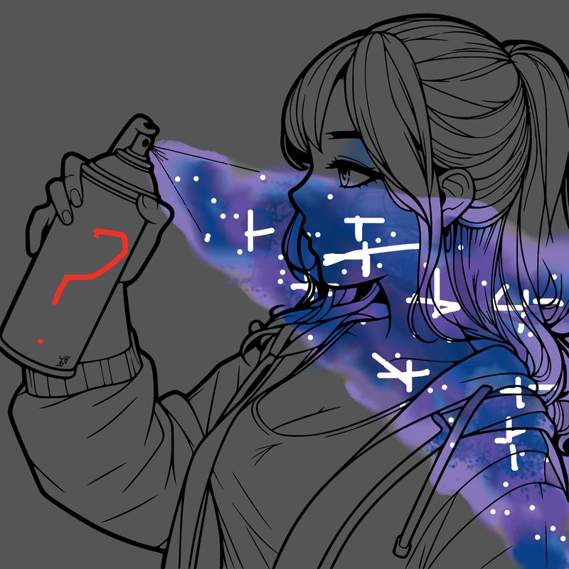 a realistic girl spray, painting