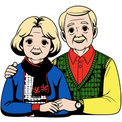 realistic elderly couple