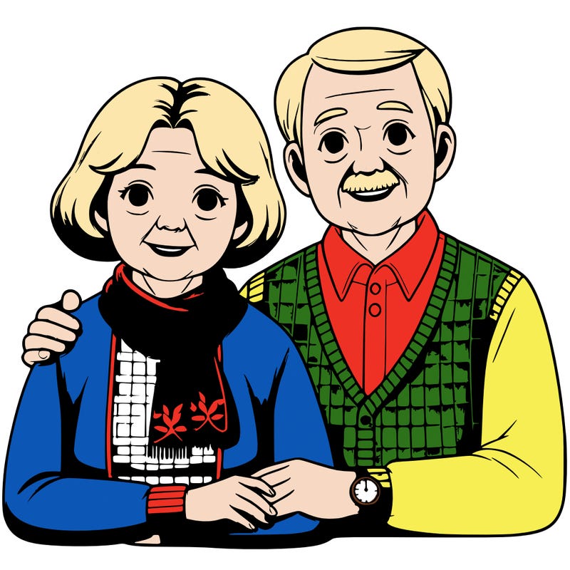 realistic elderly couple