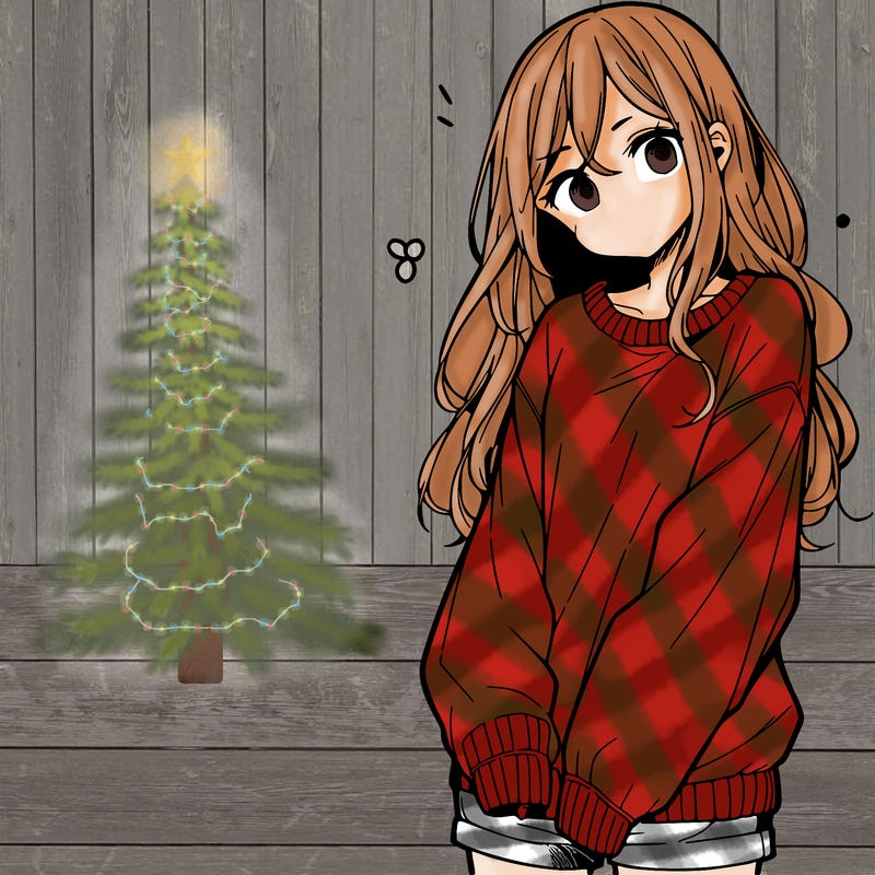 manga teen girl  in a sweater and baggy pants