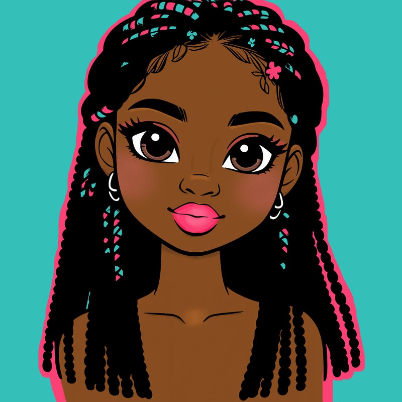 a realistic black girl with braids