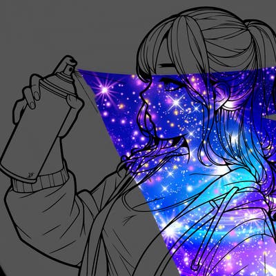 a realistic girl spray, painting