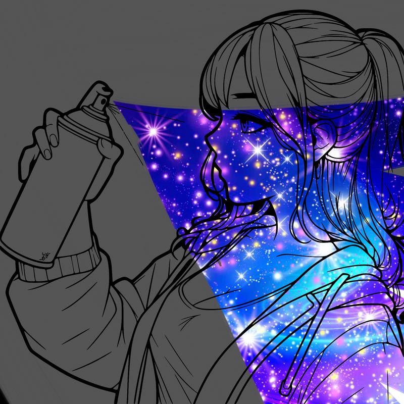 a realistic girl spray, painting