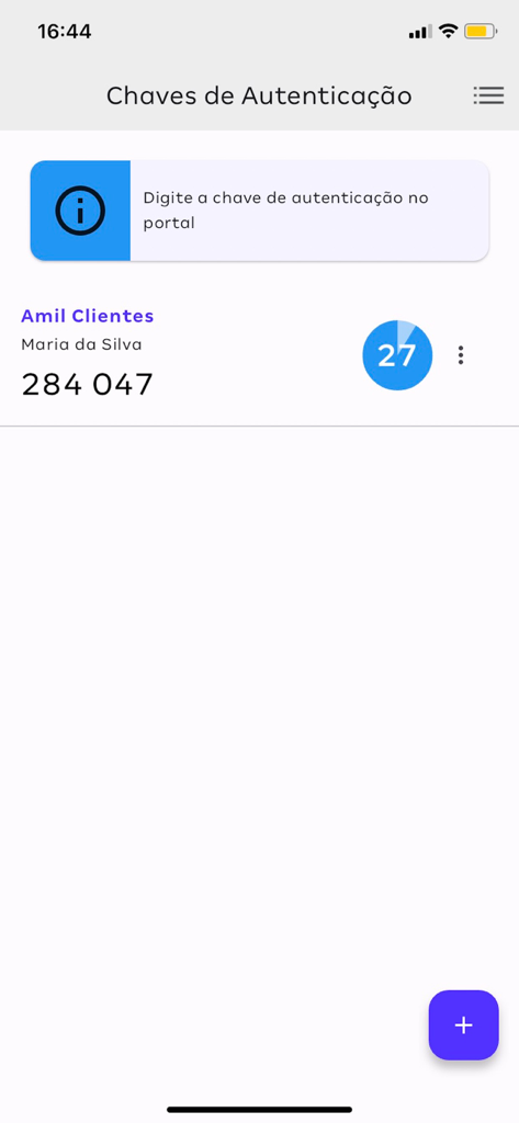 Amil Autenticador - Amil Autenticador app showing a time-based one-time password for secure login