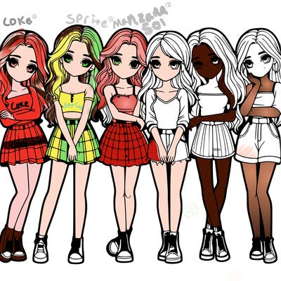a group of girls realistic