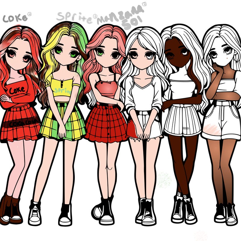a group of girls realistic