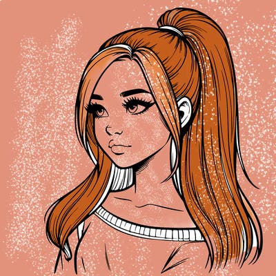 realistic girl with a high ponytail