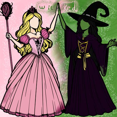 detailed realistic split of a princess and a witch