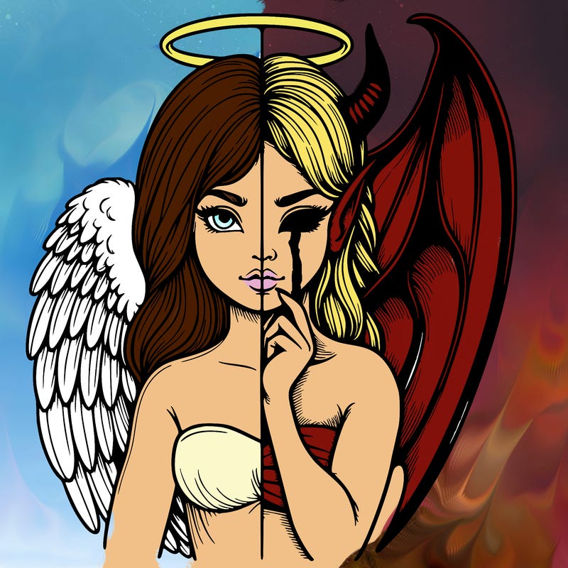 realistic angel half demon