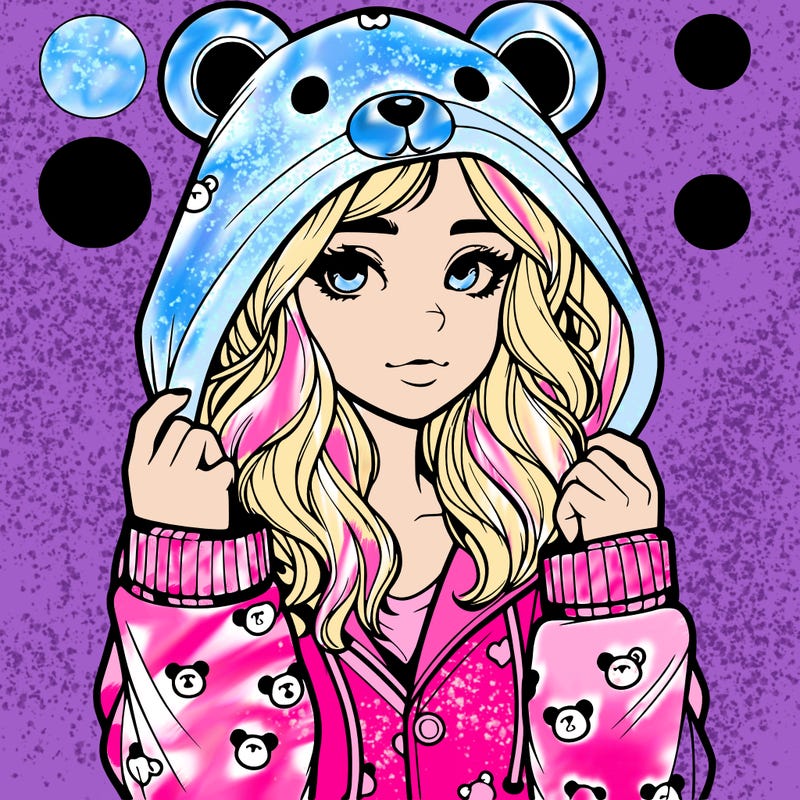 realistic girl in a animal pjs hoodie