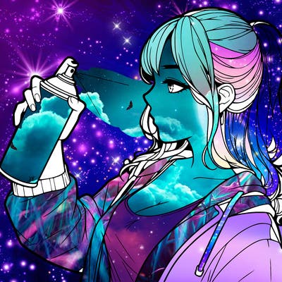 a realistic girl spray, painting