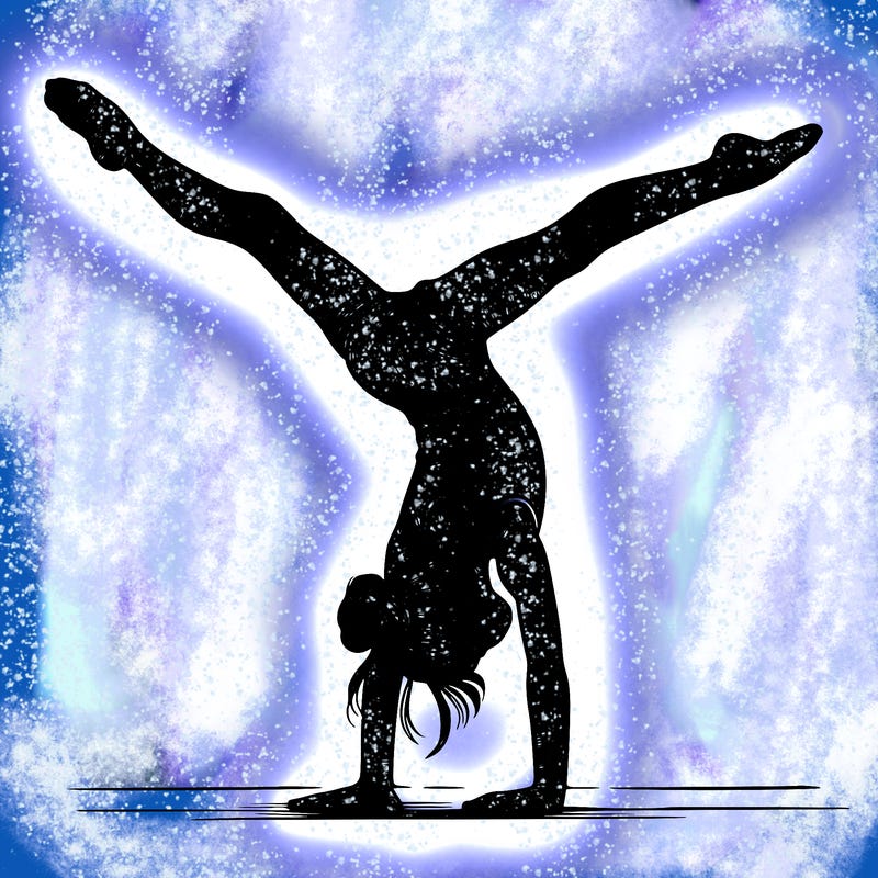 realistic gymnastic hand stand girl in four splits