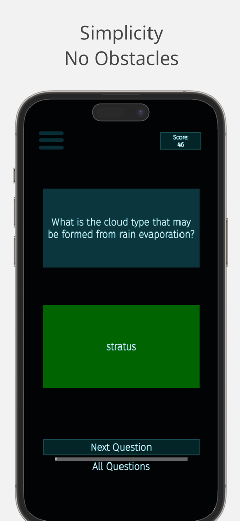 ATPL Practice Canada quiz interface showing a question on cloud types