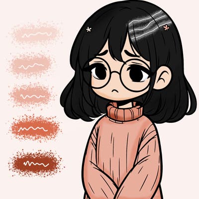 sad girl with glasses in a sweater