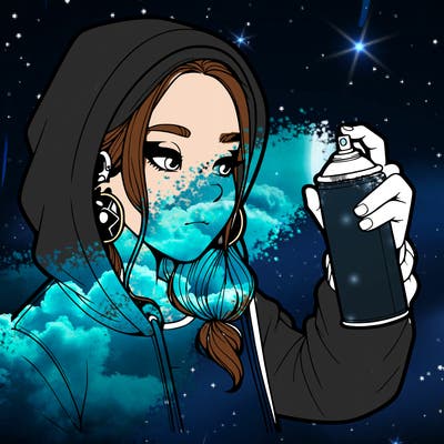 a realistic girl, spray painting