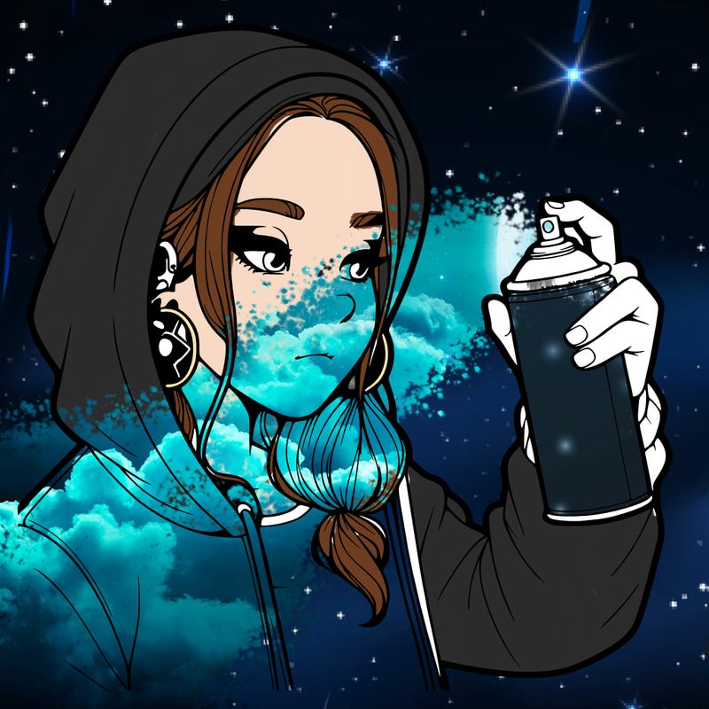 a realistic girl, spray painting