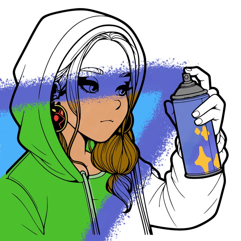 a realistic girl, spray painting