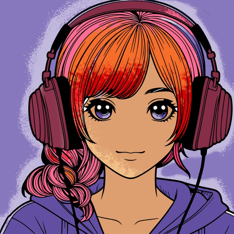 realistic girl with headphones