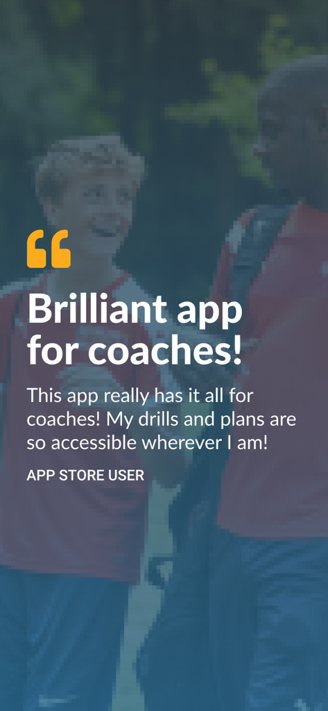 Sportplan - Sportplan app user testimonial highlighting accessibility of drills and plans for coaches