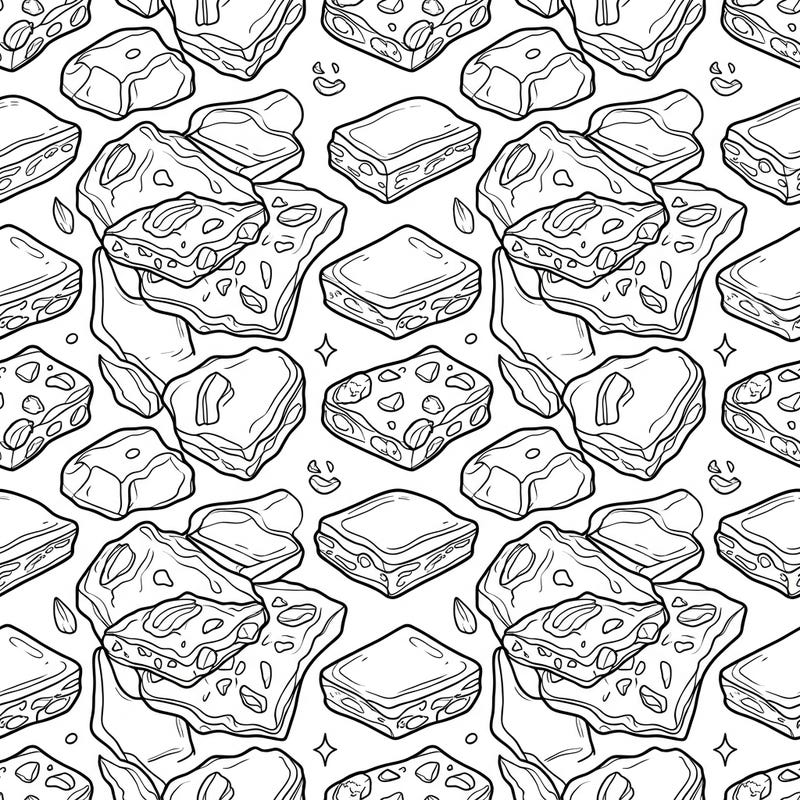 Dive into a world of delectable sweetness with this engaging toffee seamless pattern coloring page. Featuring an array of sugary treats, it promises endless hours of relaxing artistic enjoyment.