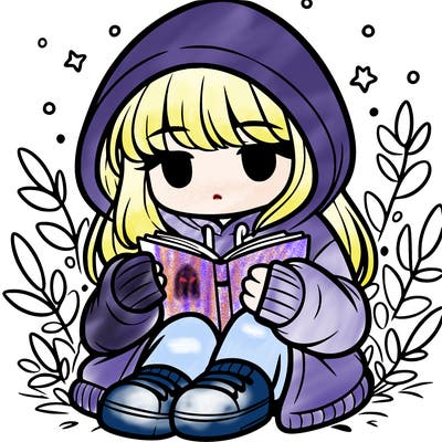 girl in oversized hoodie reading a book