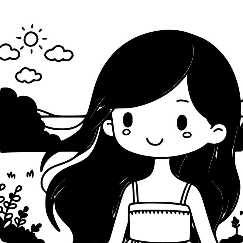 a girl with brown and blonde hair on a summer day