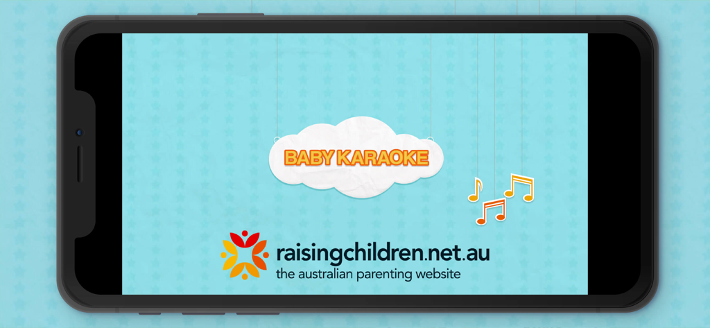 Pantalla de presentación de la aplicación Karaoke para Bebés para canciones infantiles y canto
