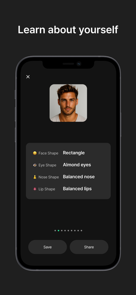 Face Card Looksmaxing - Resultados del análisis de rasgos faciales IA en la aplicación Face Card looksmaxing