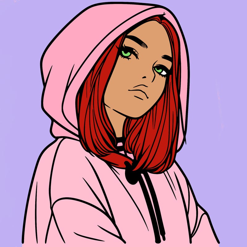 a realistic girl in a hoodie