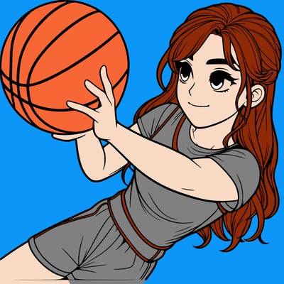 realistic girl playing basketball