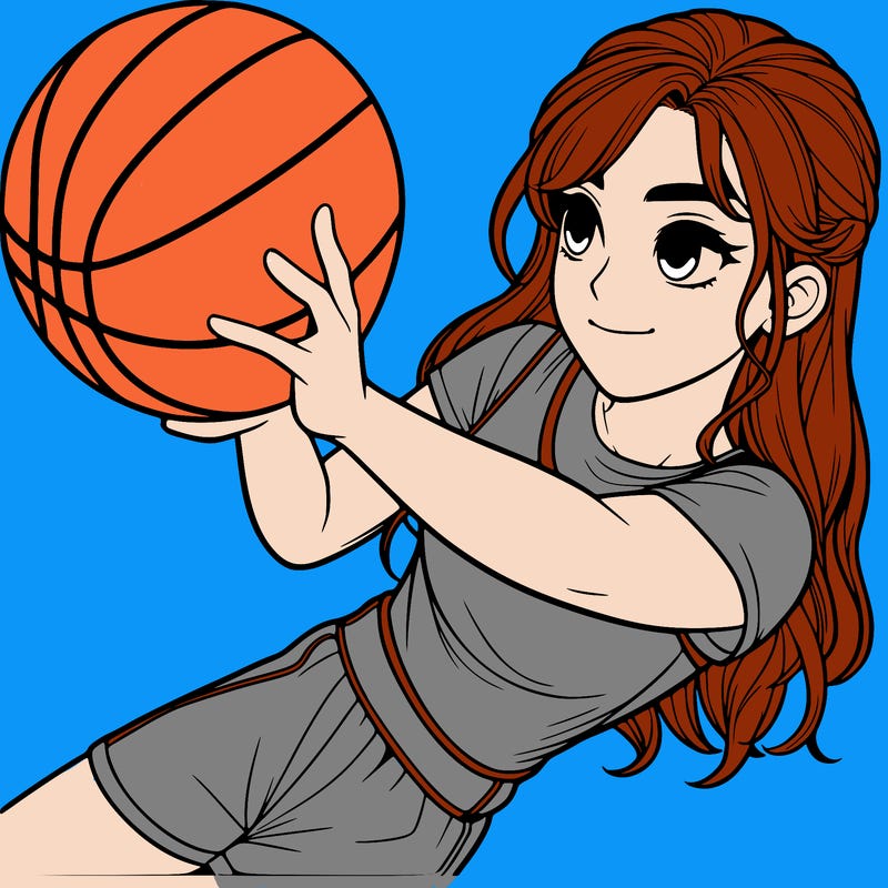 realistic girl playing basketball