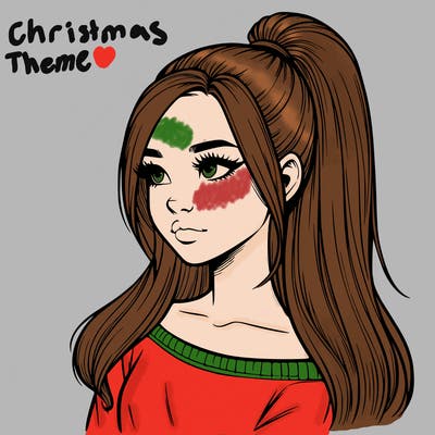 realistic girl with a high ponytail