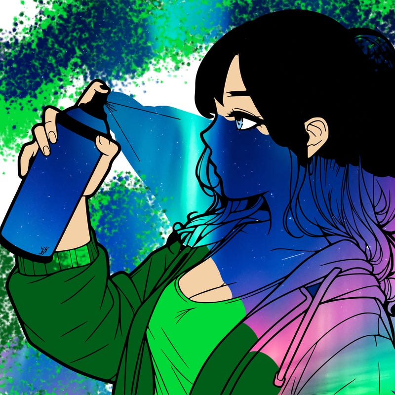 a realistic girl spray, painting