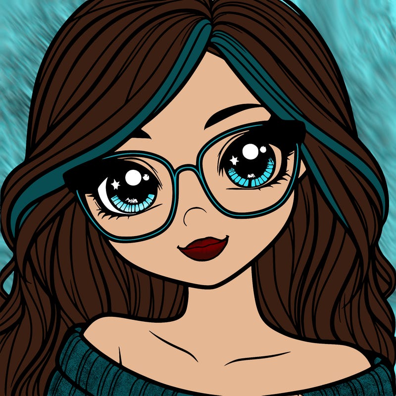 girl with beautiful eyes, hair, and glasses